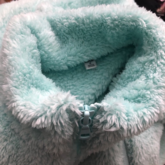 Uniqlo Women's Jacket Mint Green Medium Long Sleeves Mock Neck Zip Fuzzy - Picture 11 of 12